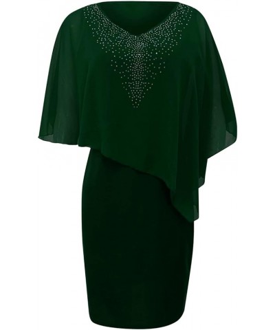 Formal Dresses for Women Plus Size Lace Chiffon Two Piece Set Dress Elegant Long Sleeve Midi Dress D-dark Green $20.66 Dresses