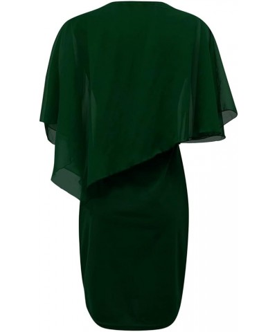 Formal Dresses for Women Plus Size Lace Chiffon Two Piece Set Dress Elegant Long Sleeve Midi Dress D-dark Green $20.66 Dresses