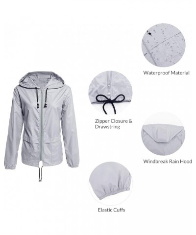 Women Rain Coats Lightweight Waterproof Outdoor Rain Jacket Hooded Packable Raincoats Grey/Black $12.60 Coats