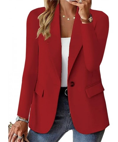 Business Blazers for Women Casual Work Office Lapel Button Down Long Sleeve Suit Jacket Formal Comfy Blazer Cardigans A-red $...