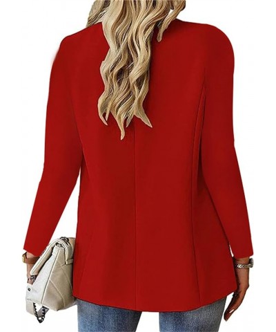 Business Blazers for Women Casual Work Office Lapel Button Down Long Sleeve Suit Jacket Formal Comfy Blazer Cardigans A-red $...