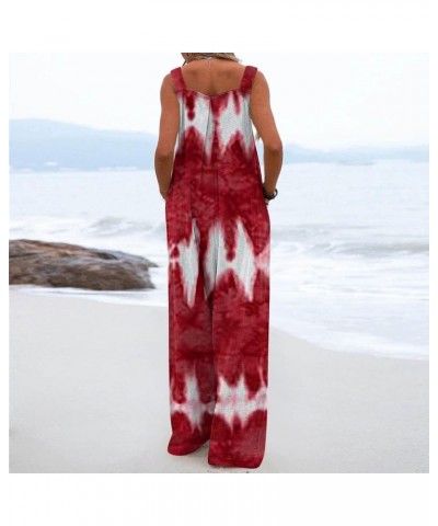 Women's Rompers Button Jumpsuit Summer Loose Sleeveless With Pockets Printed Jumpsuit Rompers, S-2XL 2-wine $14.81 Jumpsuits