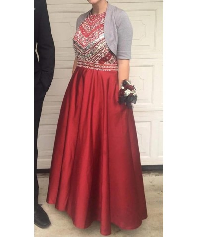 Halter Long Prom Dresses with Pockets Evening Formal Dresses for Women Burgundy $42.18 Dresses