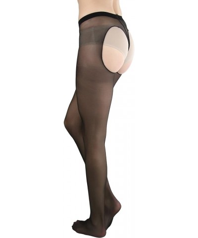 Women's Cheeky Thong Back Sheer Pantyhose String Back - Black $9.48 Socks