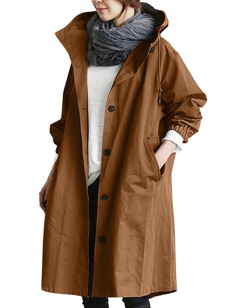 Rain Jackets for Women Waterproof with Hood Plus Size Lightweight Hiking Gym Rain Coat Outdoor Windproof Raincoat Aa01brown $...