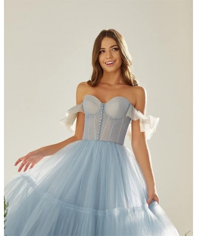 Off Shoulder Tulle Prom Dresses for Women Sweetheart Tea Length A Line Ball Gown Formal Evening Party Dress Hunter Green $29....