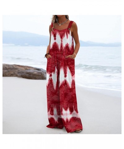 Women's Rompers Button Jumpsuit Summer Loose Sleeveless With Pockets Printed Jumpsuit Rompers, S-2XL 2-wine $14.81 Jumpsuits