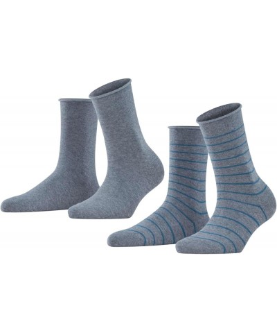 Women Happy Stripe Crew Cut W 2 Pairs Grey (Light Grey Melange 3390) $14.82 Socks