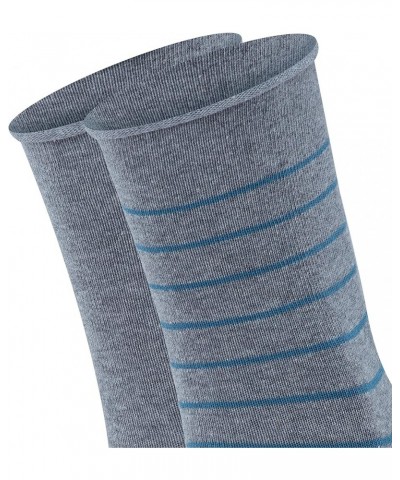 Women Happy Stripe Crew Cut W 2 Pairs Grey (Light Grey Melange 3390) $14.82 Socks