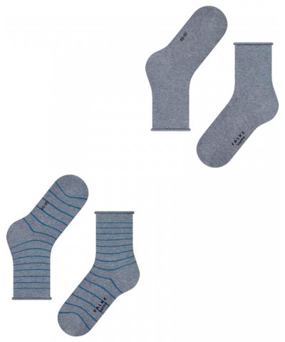 Women Happy Stripe Crew Cut W 2 Pairs Grey (Light Grey Melange 3390) $14.82 Socks