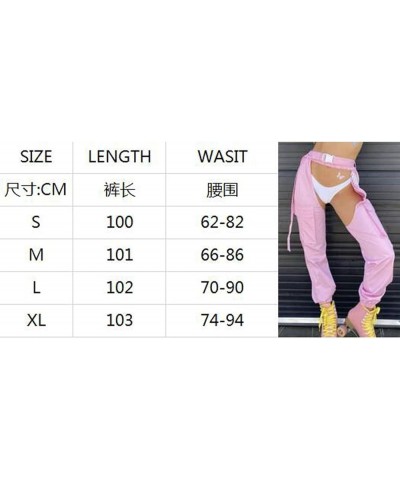 Women Buckles Bottomless Pants High Waist Cargo Trousers Crothchless Color Block Boggy Trousers Long Rave Legging Black 1 $14...