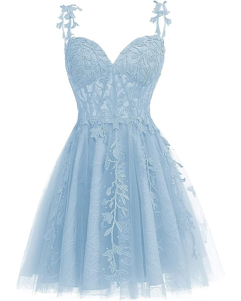 Homecoming Dress Tulle Lace Cocktail Women's Short Party Prom Dress Sky Blue $33.30 Dresses