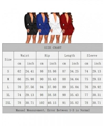 Women's Sexy Deep V Neck Long Sleeve Bodycon Ruched Wrap Mini Dresses Cocktail Mini Dresses for Women Evening Party White $15...