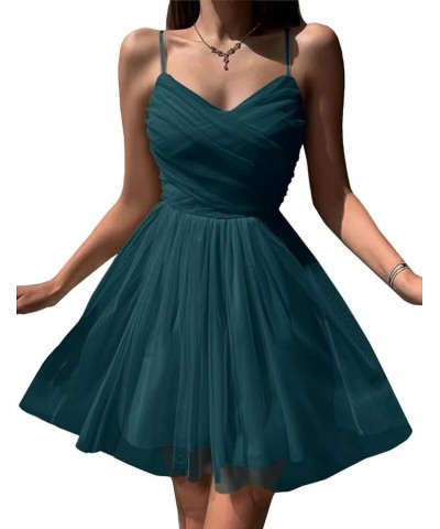 2023 Tulle Homecoming Dresses Short for Teens Spaghetti Straps Mini Prom Dresses Sleeveless Cocktail Party Gowns Teal $28.12 ...