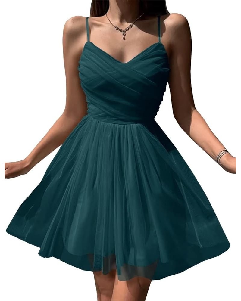 2023 Tulle Homecoming Dresses Short for Teens Spaghetti Straps Mini Prom Dresses Sleeveless Cocktail Party Gowns Teal $28.12 ...