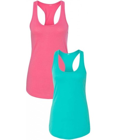 Women's Lightweight Racerback Tank (1) Hot Pink + (1) Tahiti Blue $10.25 Tanks