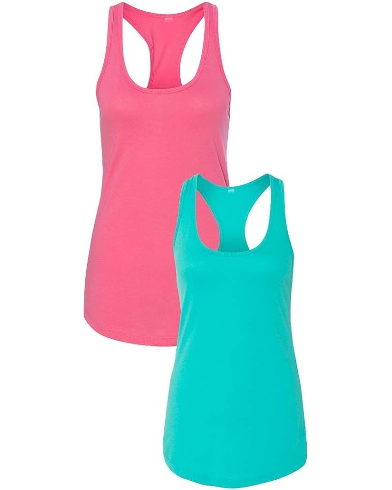 Women's Lightweight Racerback Tank (1) Hot Pink + (1) Tahiti Blue $10.25 Tanks