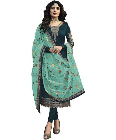 Ready to Wear Indian Pakistani Ethnic Wear Designer Straight Salwar Kameez Churidar Suit for Womens Sea Green 1 $32.90 Suits