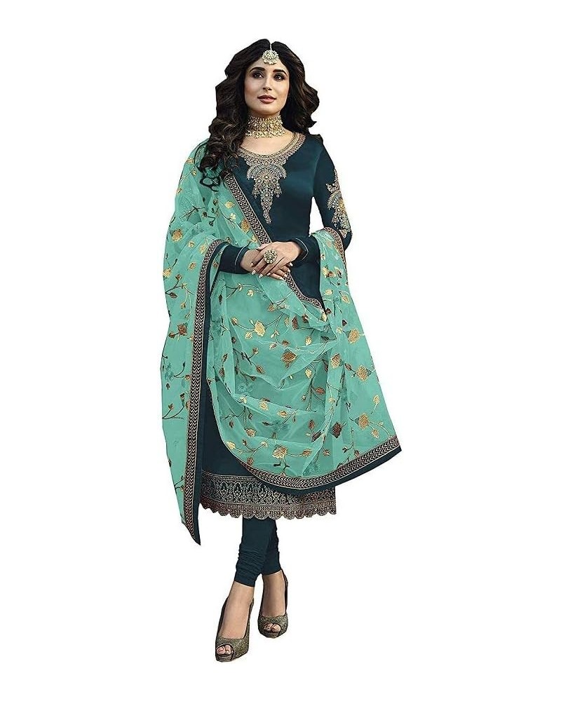 Ready to Wear Indian Pakistani Ethnic Wear Designer Straight Salwar Kameez Churidar Suit for Womens Sea Green 1 $32.90 Suits