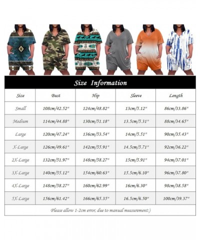 Womens Plus Size Jumpsuits with Pockets 2024 Summer V Neck Fashion Rompers Loose Fit Overalls A-green $9.70 Overalls