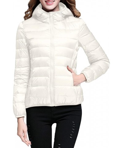 Womens Puffer Jackets Lightweight Packable Down Jacket Zip Up Quilted Fall Winter Coats Warm Outerwear with Pockets A-06-whit...