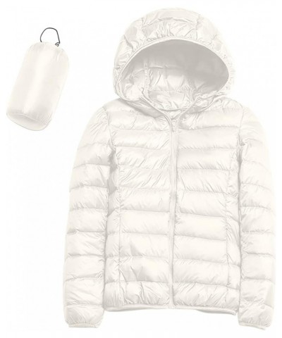 Womens Puffer Jackets Lightweight Packable Down Jacket Zip Up Quilted Fall Winter Coats Warm Outerwear with Pockets A-06-whit...