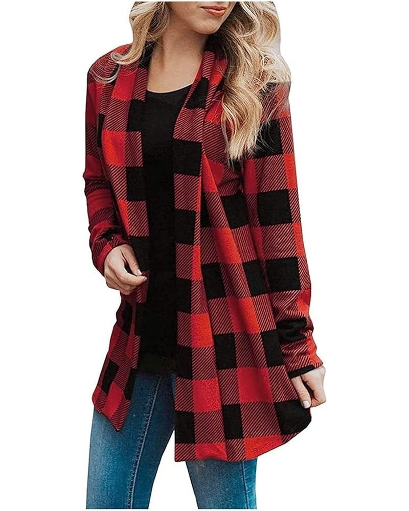 Plaid Shacket Womens,Womens Flannel Plaid Shirts Roll Up Long Sleeve Pockets Mid-Long Casual Boyfriend Shirts Z01wine $15.38 ...