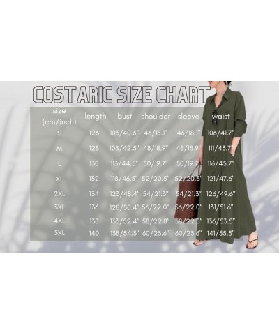 Womens Button Down Shirt Dress Cotton Linen V Neck Long Sleeve Casual Maxi Dress Loose Beach Sundress with Pockets Z01-leaves...