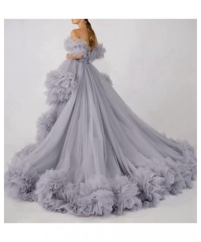 Women's Strapless Tulle Prom Dresses High Low Ball Gowns Ruffles Formal Evening Party Gown with Trailing Tangerine $47.23 Dre...