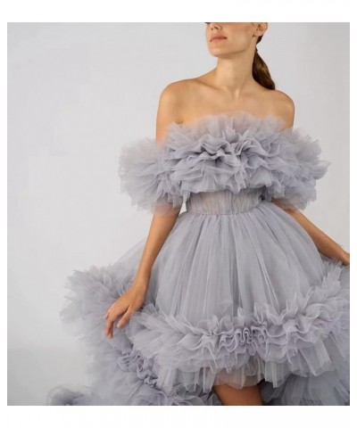 Women's Strapless Tulle Prom Dresses High Low Ball Gowns Ruffles Formal Evening Party Gown with Trailing Tangerine $47.23 Dre...