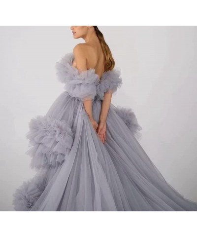 Women's Strapless Tulle Prom Dresses High Low Ball Gowns Ruffles Formal Evening Party Gown with Trailing Tangerine $47.23 Dre...