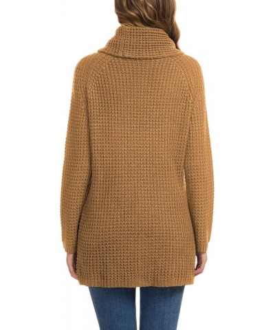 Womens Turtleneck Sweaters 2023 Fall Chunky Long Sleeve Asymmetric Knit Pullover Sweaters 11 Light Tan $21.92 Sweaters