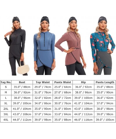 Women Muslim Swimwear Burkini Swimsuits Modest Fully Cover Swimsuits Swimming Top Pants Hijab Islamic ​Bathing Suit Dusty Pin...