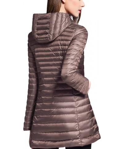 Women's Puffer Coat Hooded Quilted Coat Long Sleeve Winter Warm Zipper Midi Length Outwear Jacket Lightweight Cm5-khaki $12.5...