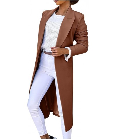 Womens Coats 2024 Basic Essential Double Breasted Midi Wool Blend Pea Coats 2022 Blazer Spring Jackets Outdoor 05-brown $12.7...