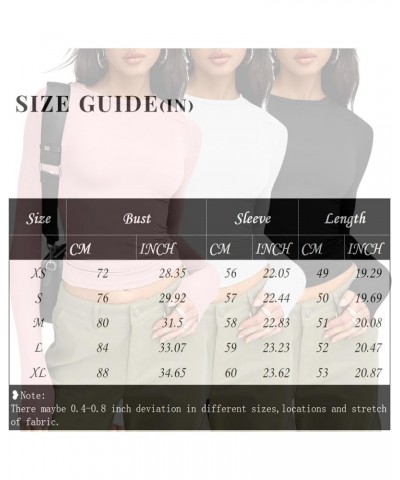 Womens Short/Long Sleeve Ribbed Crop Tops Basic Slim Fitted Shirts Casual Spring Fashion Y2k Tight Tops 04-complexion/White/B...