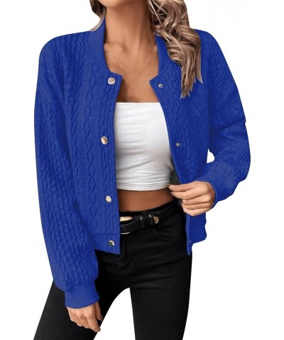 Women's Long Winter Coats for Women Casual Sleeve Baseball Collar Button Front Bomber Jackets Outwear Coats Coat 1-blue $9.87...