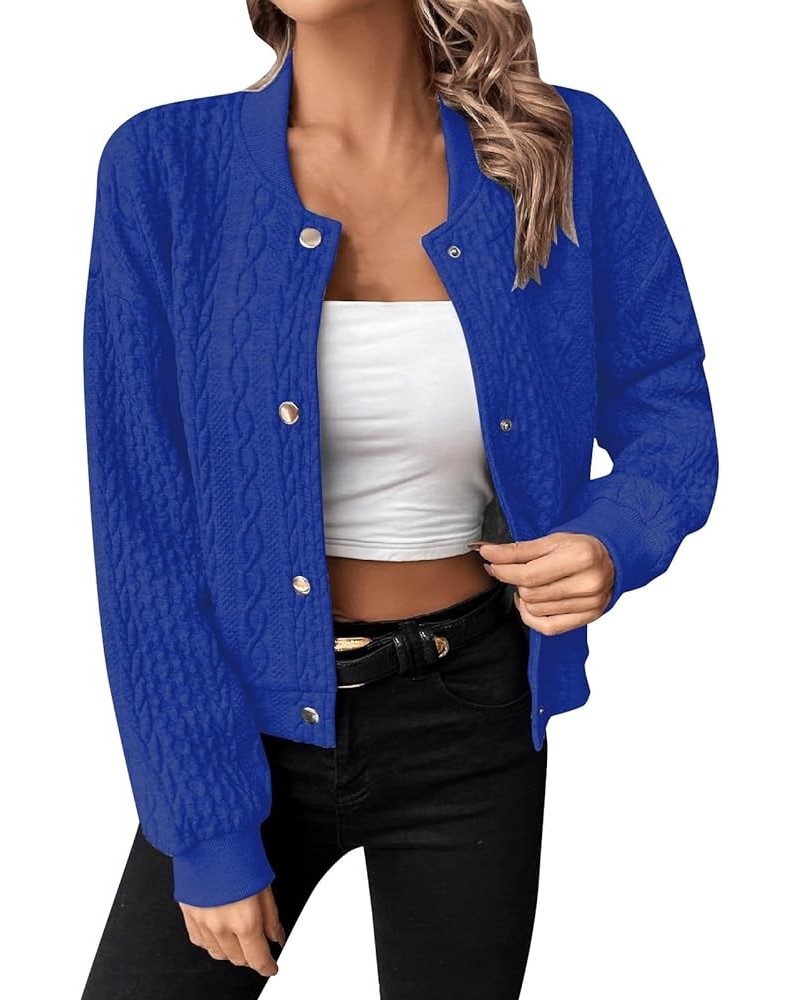 Women's Long Winter Coats for Women Casual Sleeve Baseball Collar Button Front Bomber Jackets Outwear Coats Coat 1-blue $9.87...