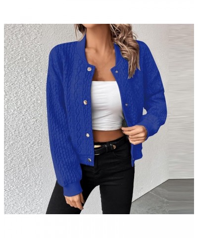 Women's Long Winter Coats for Women Casual Sleeve Baseball Collar Button Front Bomber Jackets Outwear Coats Coat 1-blue $9.87...