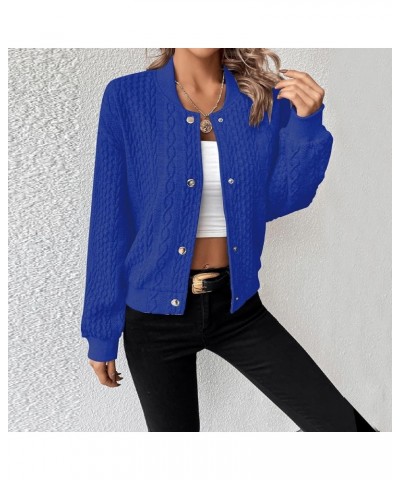 Women's Long Winter Coats for Women Casual Sleeve Baseball Collar Button Front Bomber Jackets Outwear Coats Coat 1-blue $9.87...