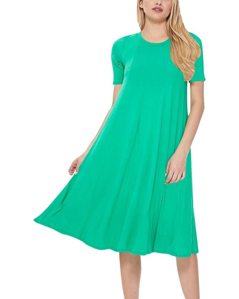 Women's A-Line Short Sleeve Loose Fit Jersey Knit Solid Midi Maternity Dress S-3XL Hdr00712 Green $15.57 Others