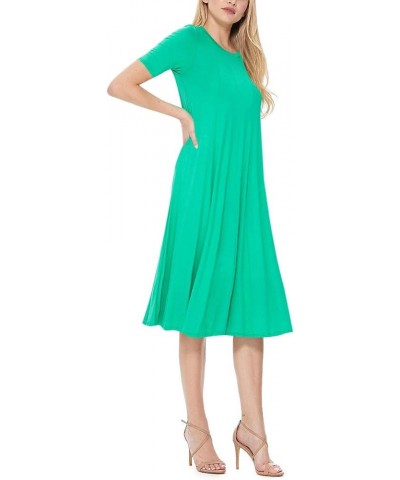 Women's A-Line Short Sleeve Loose Fit Jersey Knit Solid Midi Maternity Dress S-3XL Hdr00712 Green $15.57 Others