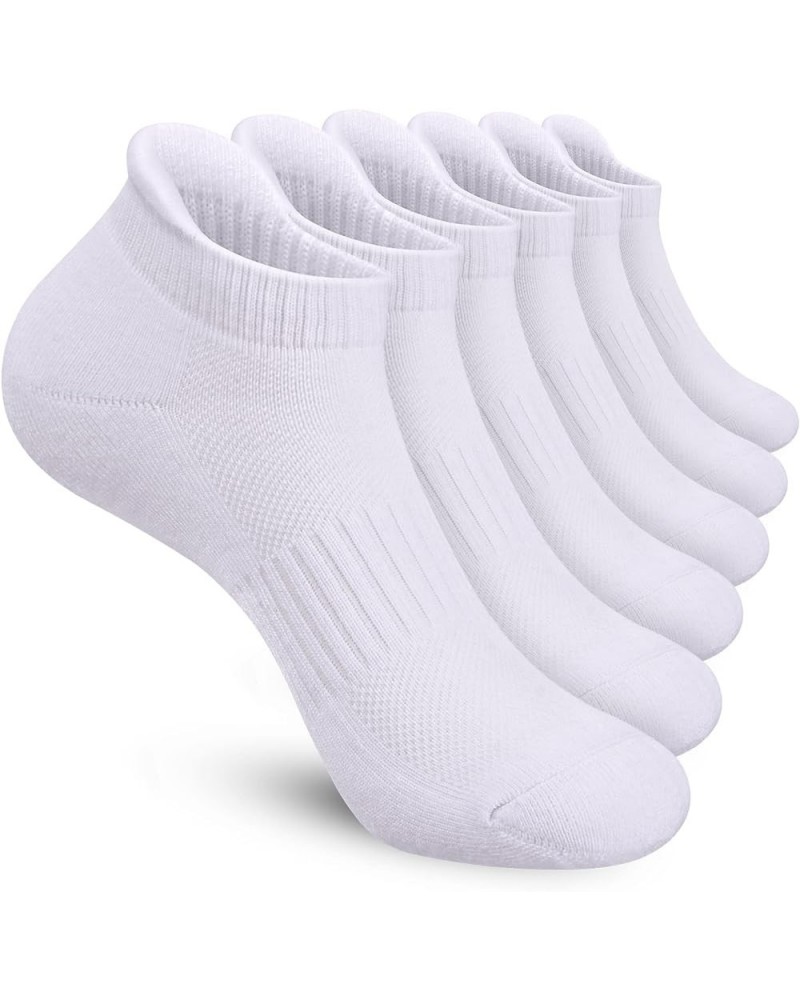 Ankle Athletic Running Socks Low Cut Sports Socks Breathable Cushioned Tab Socks for Men Women 6 Pairs Pure White $12.97 Acti...