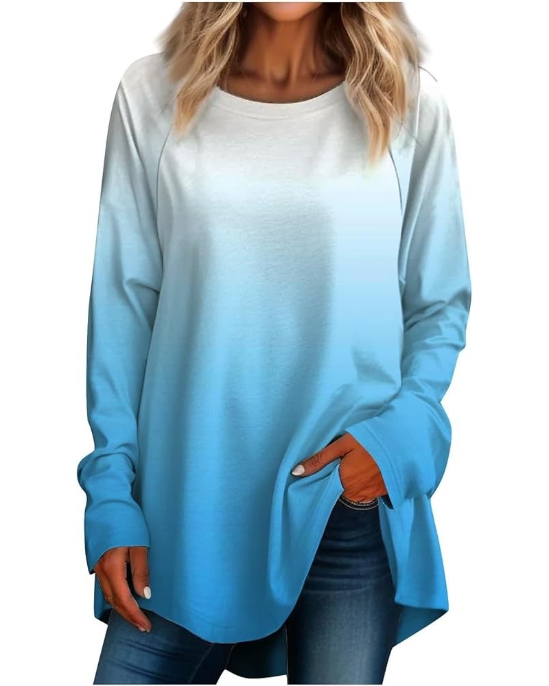 Womens Tops,3/4 Sleeve Shirts for Women Cute Flowers Print Graphic Tees Blouses Casual Plus Size Basic Tops Pullover 5-sky Bl...