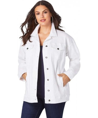 Women's Plus Size Boyfriend Denim Jacket White $39.95 Jackets