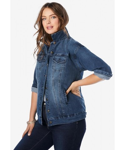 Women's Plus Size Boyfriend Denim Jacket White $39.95 Jackets