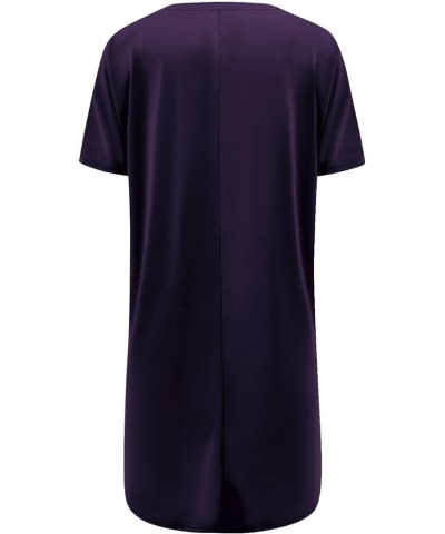 Womens Summer Oversized Hoodies Casual Short Sleeve Shirts 2024 Fashion Drawstring Lightweight Tunic Tops Ag-dark Purple $7.5...