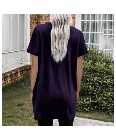 Womens Summer Oversized Hoodies Casual Short Sleeve Shirts 2024 Fashion Drawstring Lightweight Tunic Tops Ag-dark Purple $7.5...