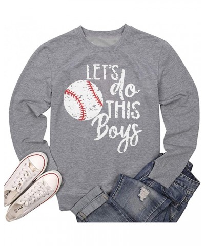 Women Let's Do This Boy Baseball Mom Tshirt Casual Raglan Long Sleeve Sweatshirt Pullover Tops Long-gray $12.21 Hoodies & Swe...