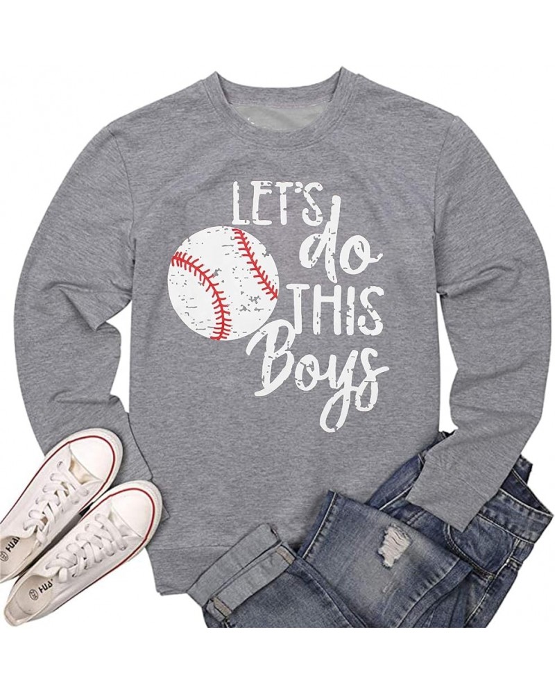 Women Let's Do This Boy Baseball Mom Tshirt Casual Raglan Long Sleeve Sweatshirt Pullover Tops Long-gray $12.21 Hoodies & Swe...